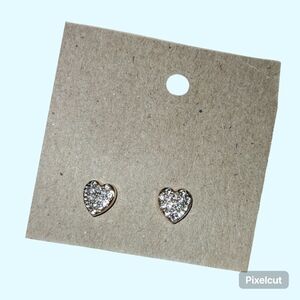 Gold Heart Pave Stud Earrings - Elegant Women Jewelry
